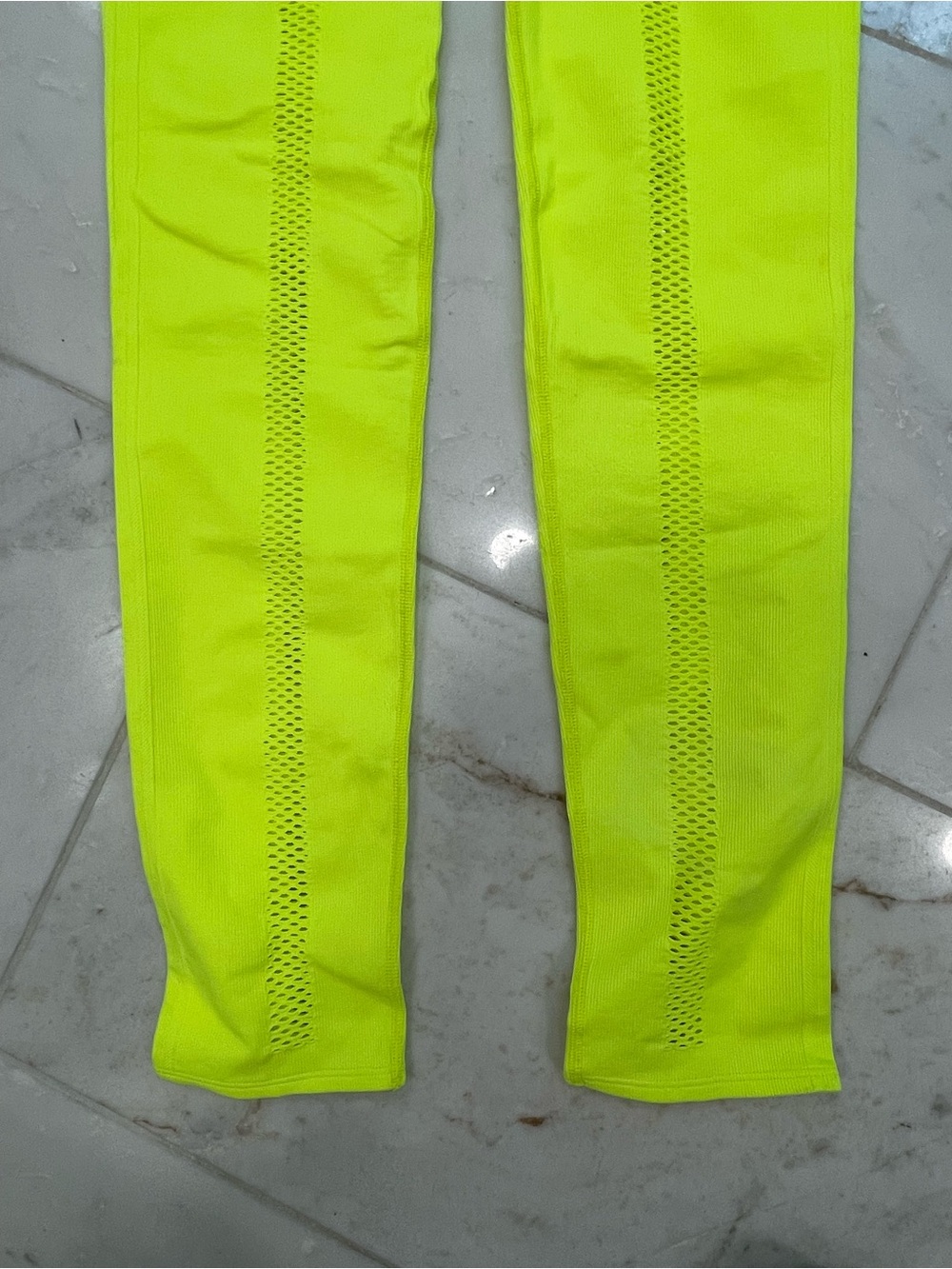 Beyonce Adidas X IVY PARK Neon Yellow Mesh-Panel Halter Jumpsuit size XL - Picture 3 of 15